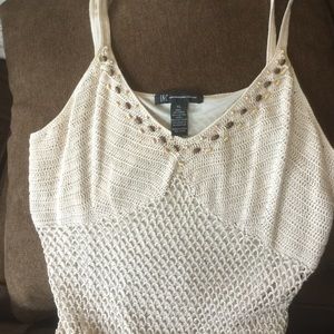 Crocheted, beaded spaghetti strap top