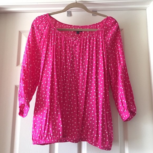 GAP Tops - Pink shirt with white polka dots