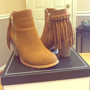 Brown Fringe Booties