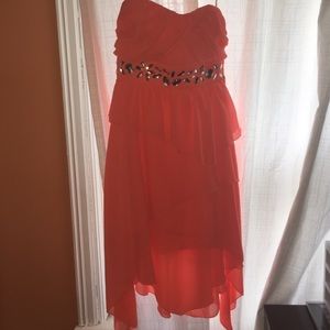 Cute Strapless Coral Dress