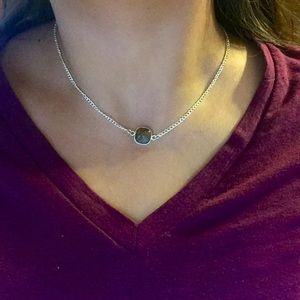 Natural stone silver necklace