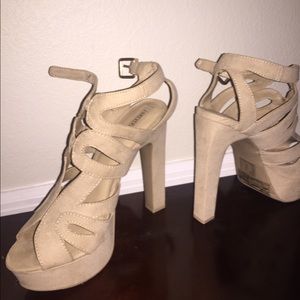 Forever 21 Tan Heels with Cutouts