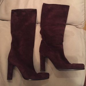 Prada Chocolate Brown Suede Knee High Boots