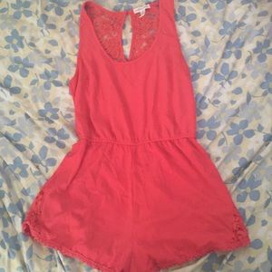 Coral Lace Romper