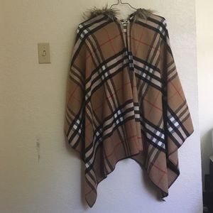 cozy plaid poncho with hood