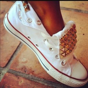 NBW 6.5 Hand Studded White High Top Converse