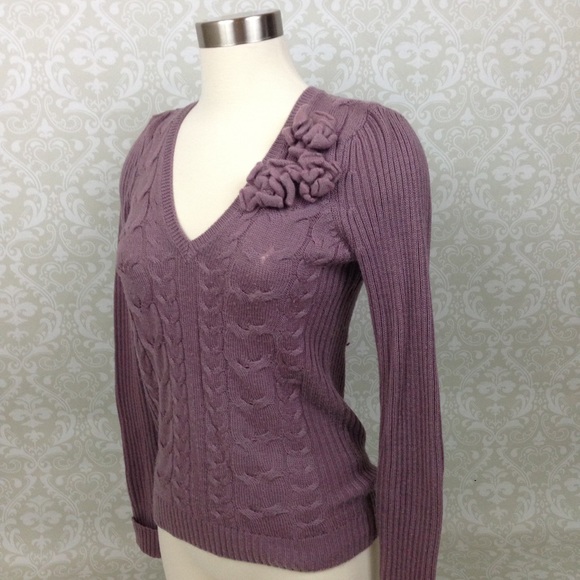 The Limited mauve purple rosette cuffed sweater S - Picture 1 of 4