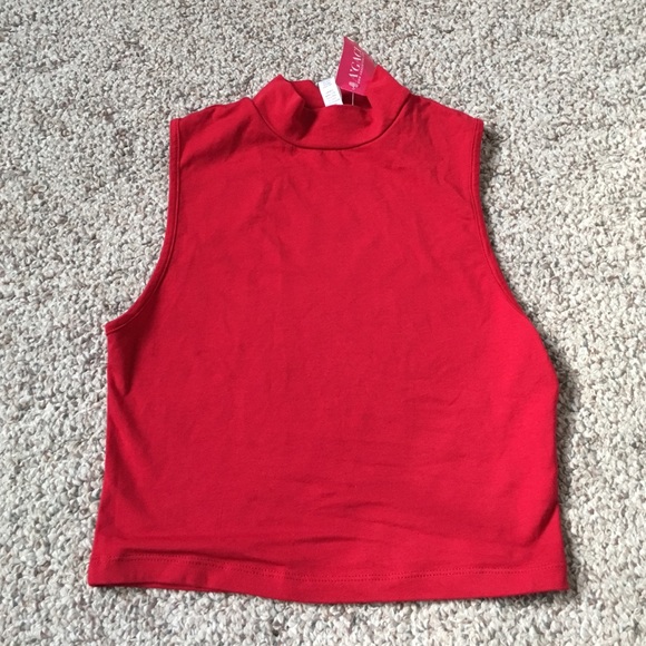 Red stretchy tank top turtle neck