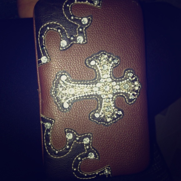 Brand new never used jeweled cross wallet
