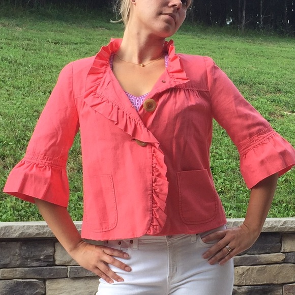 J. Crew bell sleeve ruffle summer weight jacket