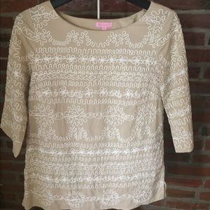 Lilly Pulitzer 3/4 sleeve tan shirt
