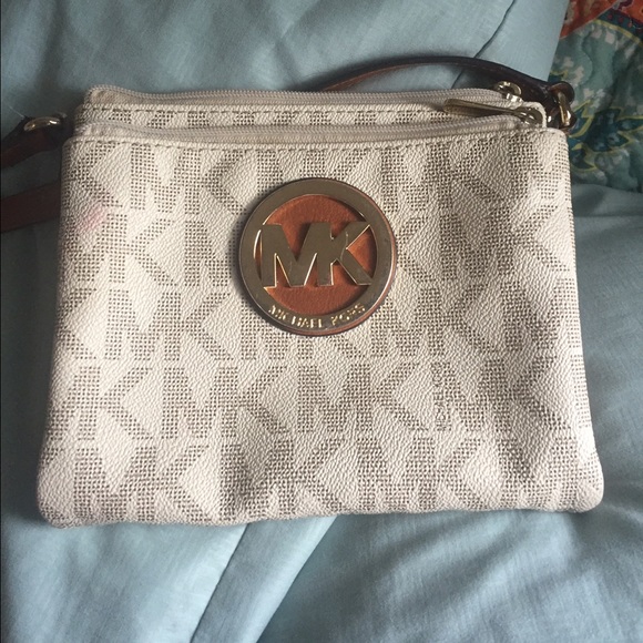 Michael Kors Off White And brown Cross Body purse