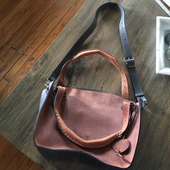 Beautiful hand made two-tone leather bag