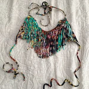 Luli Fama Fringe Bikini Top