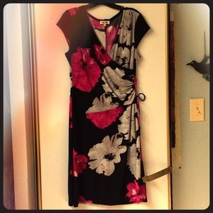 Floral faux wrap dress