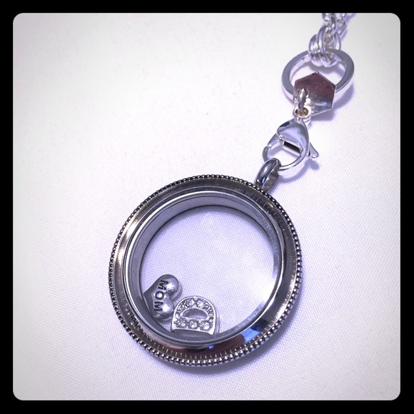Origami Owl silver locket with 2 charms