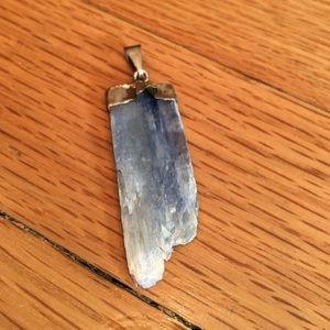 Raw Kyanite 2" crystal pendant with bronze detail