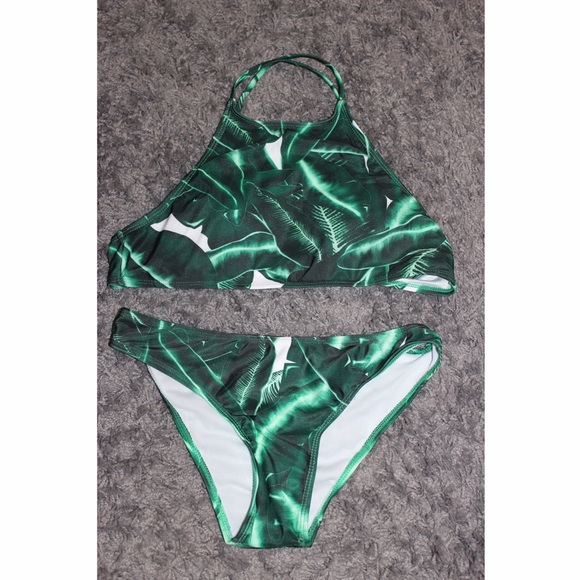 GREEN PALM TREE BIKINI (FITS EXTRA SMALL- SMALL)