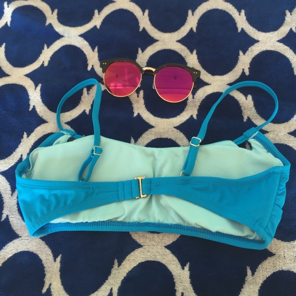 Blue Tribal Print Bathing Suit Top (S) - Picture 2 of 2