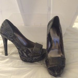 Snake skin platform heels