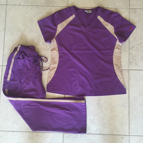 Purple And Tan Reina Scrub Set