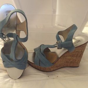 Blue suede wedges!