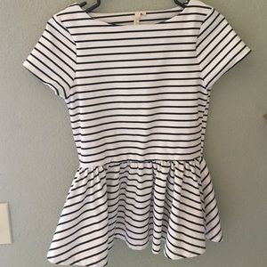 White & Black Striped Peplum top!!!
