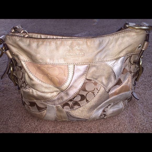 Coach Gold leather patchwork Zoe purse
