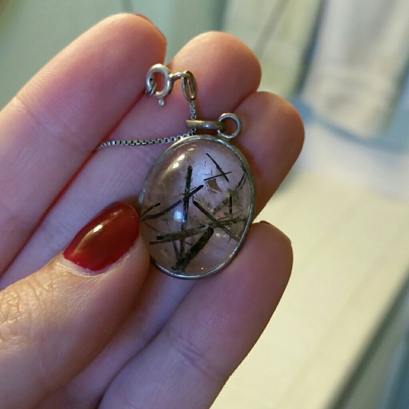 Sale! Black Rutile Sterling Silver Pendant