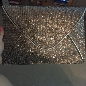 NWT Silver Glitter Clutch
