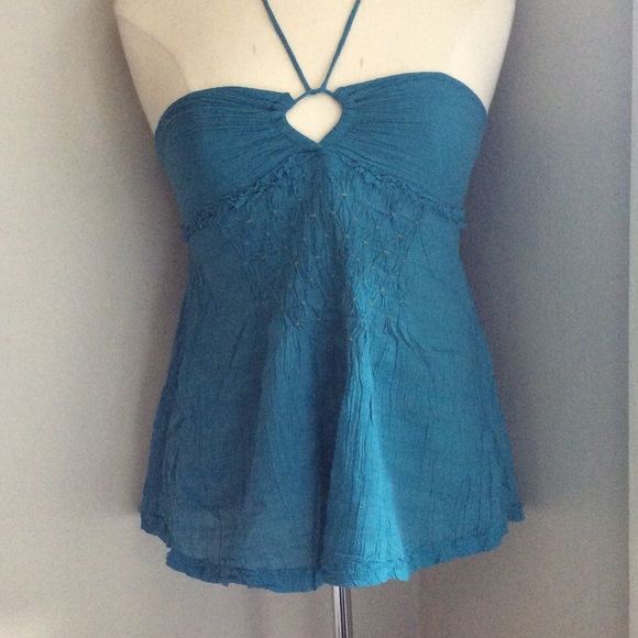 Lux for Urban Outfitters teal sz S halter top EUC - Picture 2 of 4