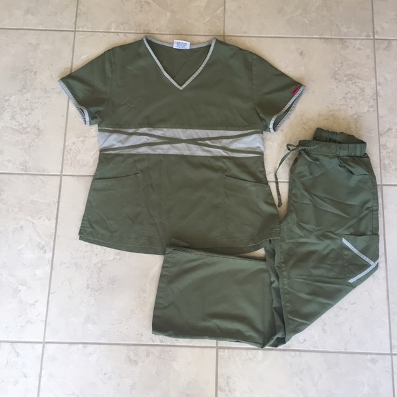 Slimming Olive Green Scrub Set