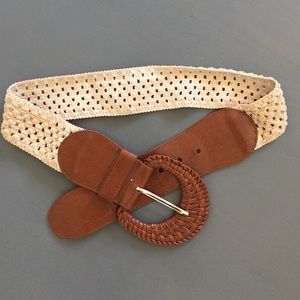 Crochet and leather belt