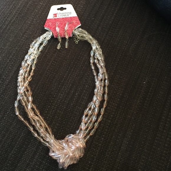 NWT 5 strand beaded necklace & earring set