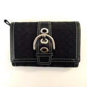 Coach Black Monogram Medium Wallet