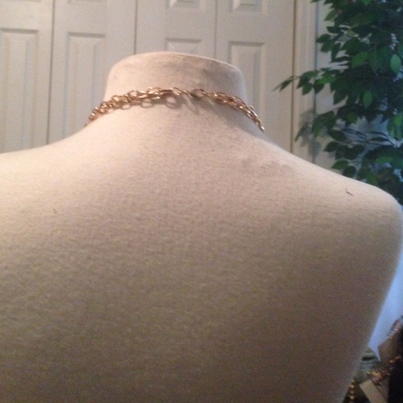 Elongated Blue Stone Link Necklace - Picture 3 of 4
