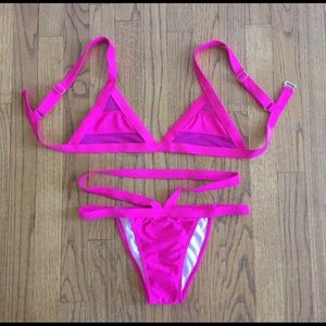 Hot Pink Bandage Swim Suit