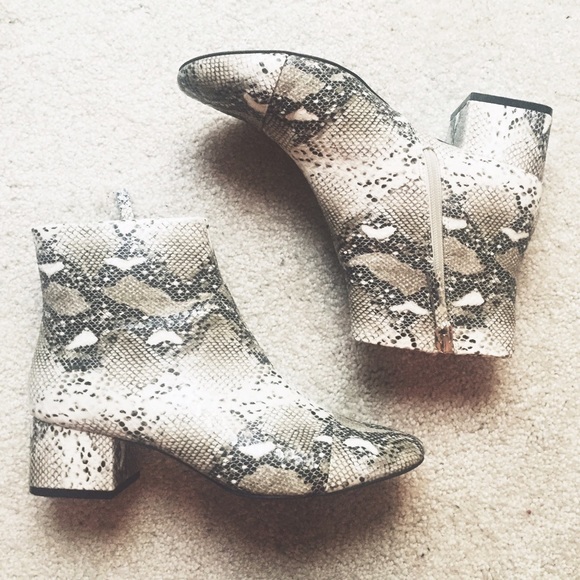 Zara trf snakeskin ankle booties