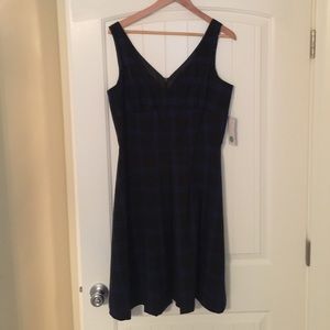 Black with blue plaid dress