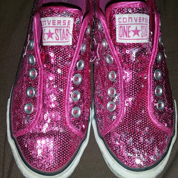 Pink sparkly/glitter converse