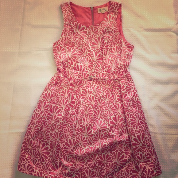 Pink and white dress with belt