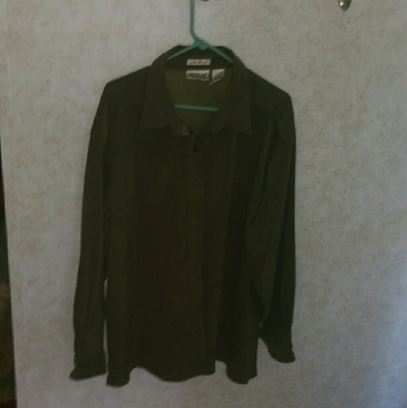 FINAL PRICE: Suede olive button down top - Picture 2 of 4