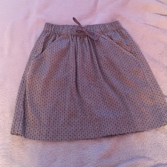 Grey skirt with navy pika dots