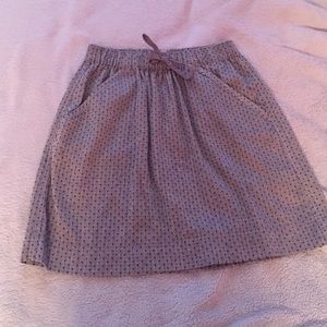 Grey skirt with navy pika dots