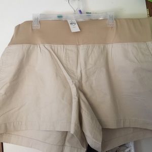Khaki maternity shorts