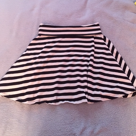 Black and white striped skater skirt