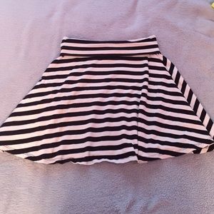 Black and white striped skater skirt