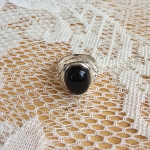 Sterling silver and onyx ring