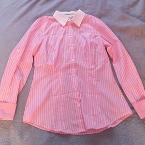 Pink pinstriped fitted shirt