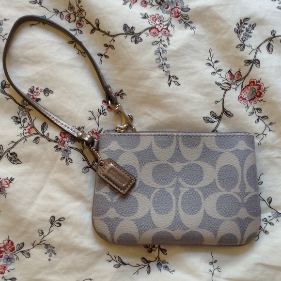Coach light blue wristlet